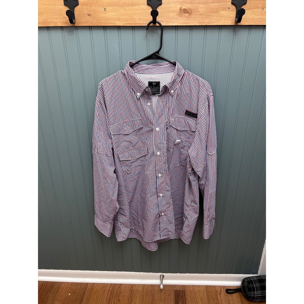 Old South Mens Gingham Button Down Long Sleeve Shirt Size L‎